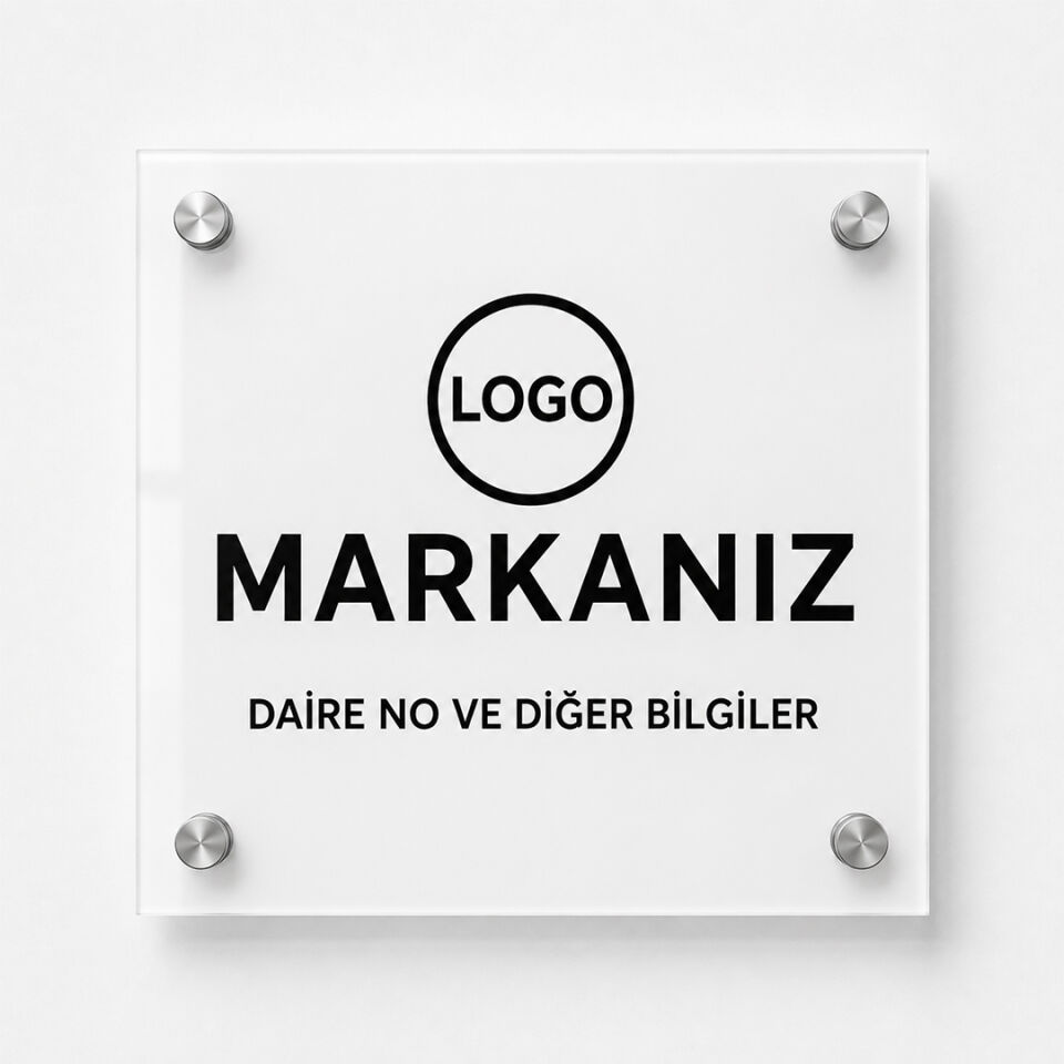 Beyaz Pleksi Kapı Tabelası