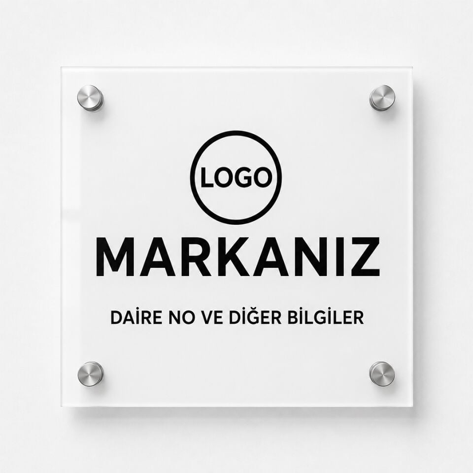 Beyaz Pleksi Kapı Tabelası