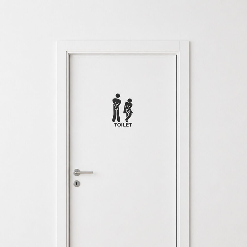 Toilet Tuvalet WC Kadın Erkek Kapı ve Duvar Sticker