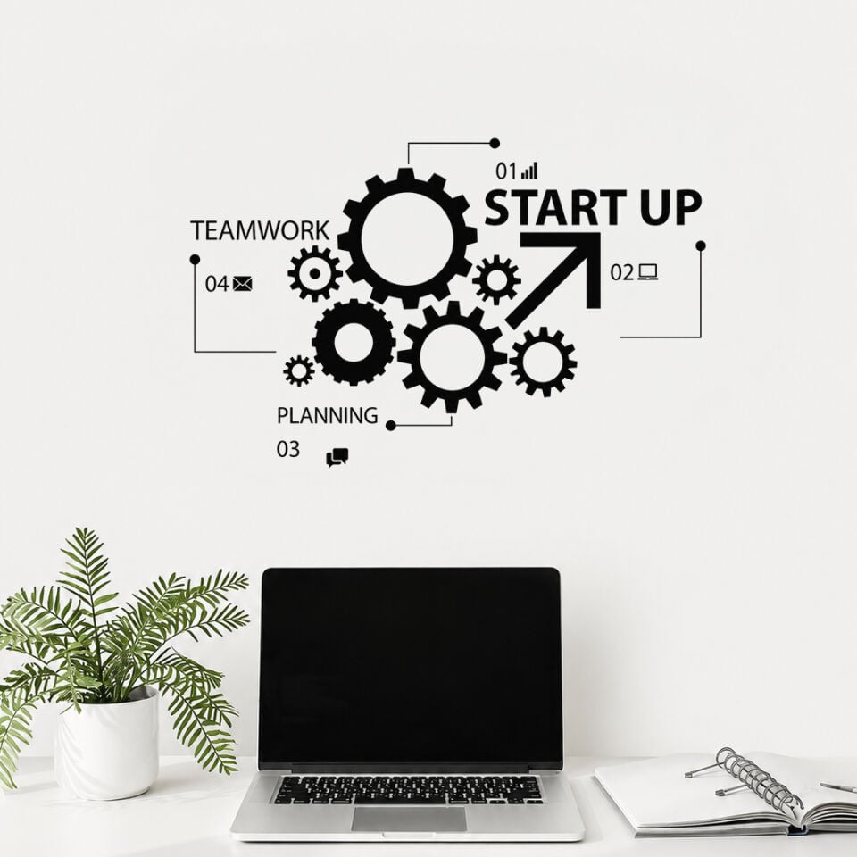Start Up Teamwork Dekoratif Duvar Sticker 120 cm