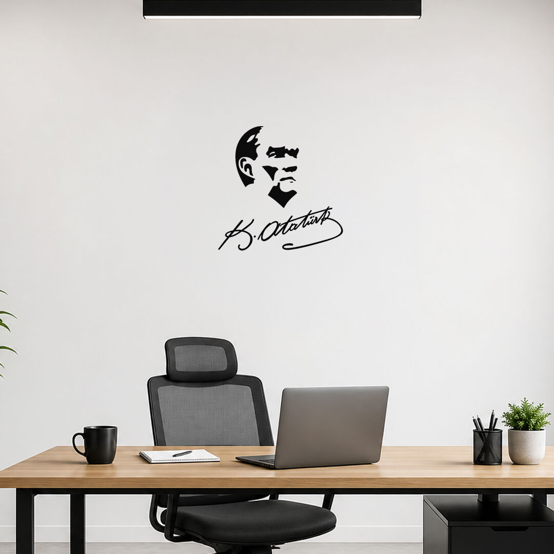 Kemal Atatürk Silüeti Duvar Sticker 30 cm