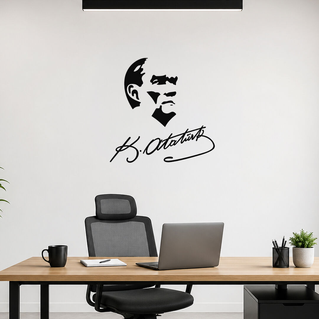 Kemal Atatürk Silüeti Duvar Sticker 60 cm
