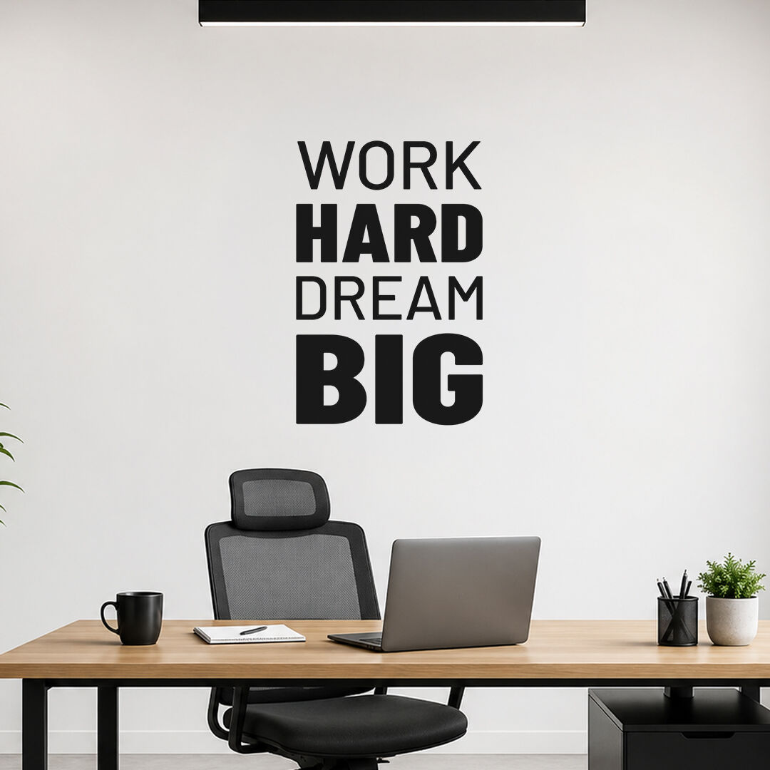 Work Hard Dream Big Motivasyon Duvar Sticker 60 cm 