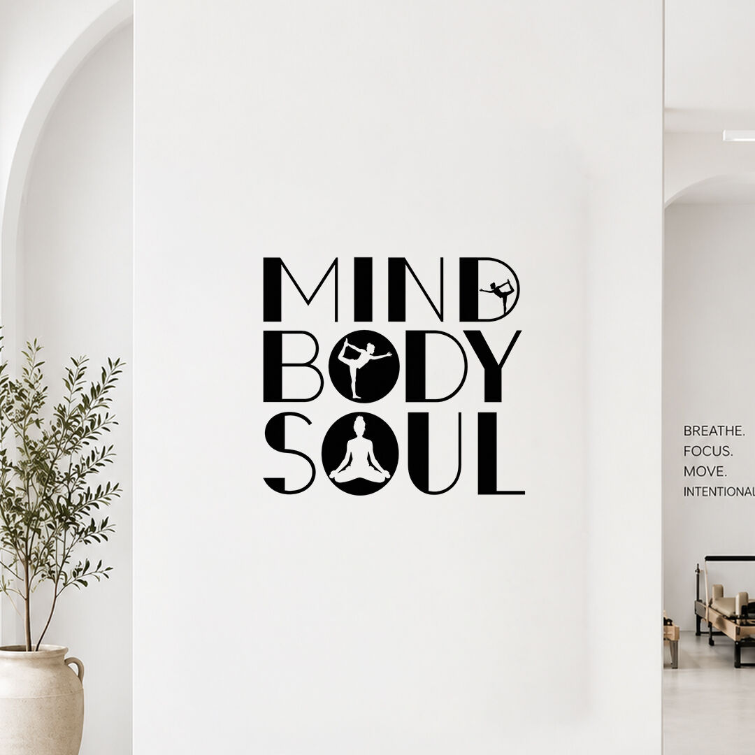 Mind Body Soul Yoga Pilates Duvar Sticker 60 cm