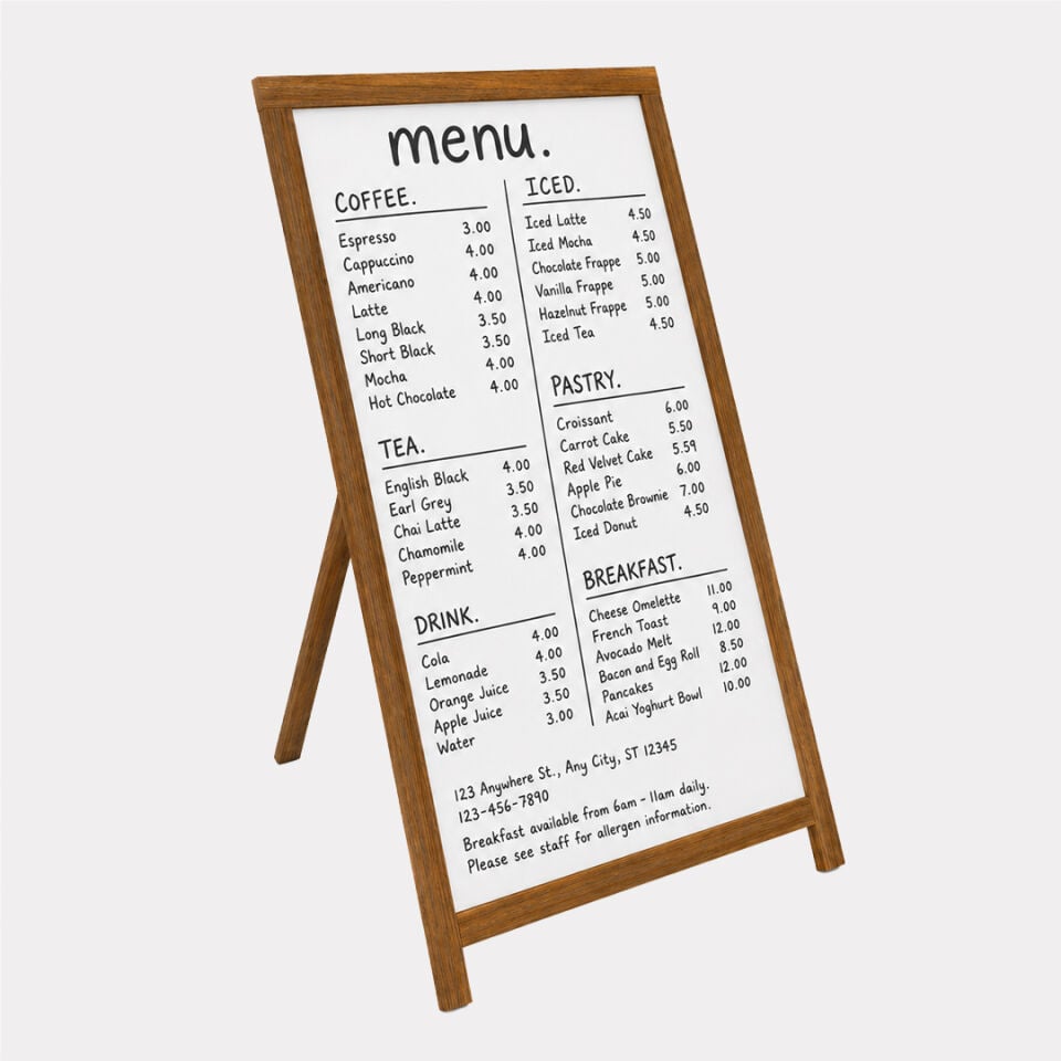 Lüks Ahşap Ayaklı Yazı Tahtası (Beyaz-Yeşil)